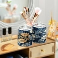 thumbnail image 6 of WOBOGO White Vintage Flower in Indigo Blue Transparent Plastic Jar 4pcs Cotton Swabs Balls Pads Floss Stick Dispenser Bathroom Vanity Storage Organizer, 6 of 7