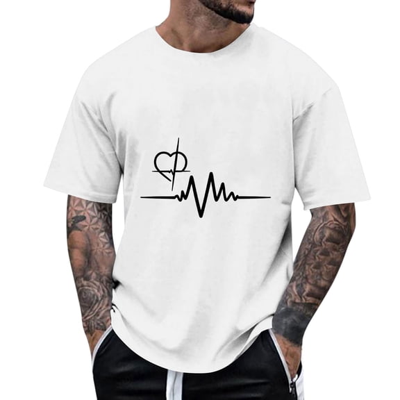 PNTUTB Summer Men's Fashion Print Casual Loose Comfortable Crew Neck Short Sleeve Pullover Tops