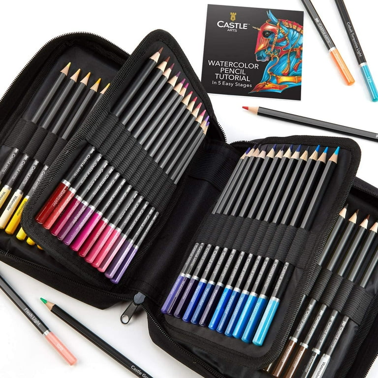 Castle Art Supplies 72 Watercolor Pencils Zip-Up Set for Adults