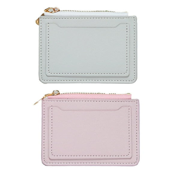 2Pcs Card Holder Wallet Front Pocket Minimalist Leather, Card Holder Wallet For Men & Women - Purple Grey
