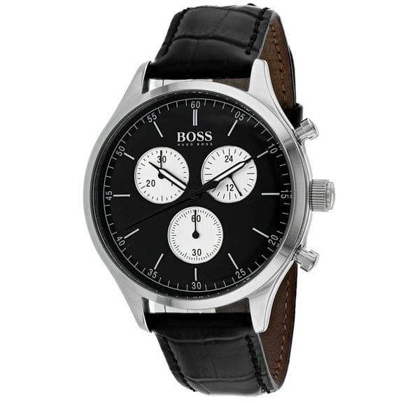 Men's Companion Black Leather Chronograph Watch 1513543