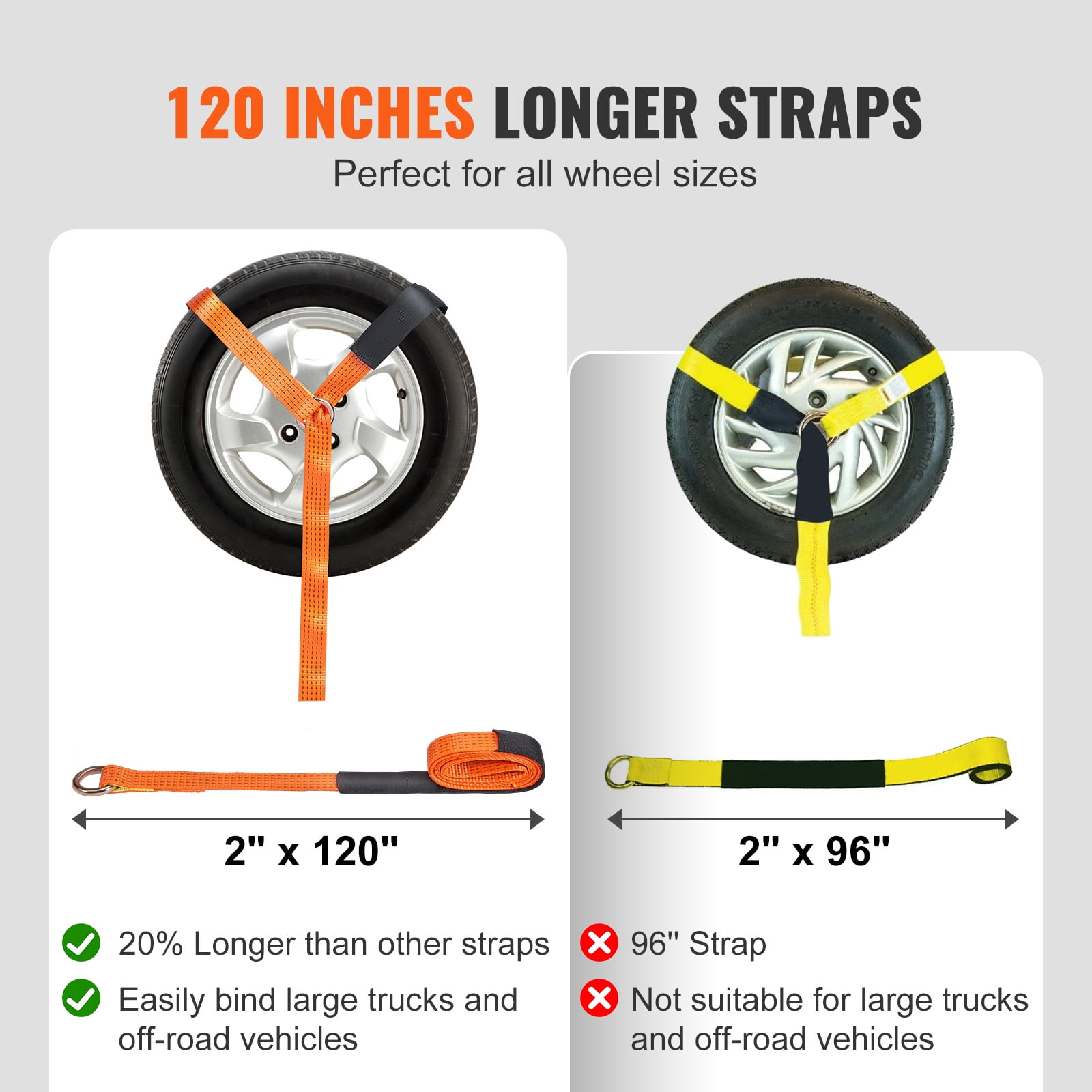 VEVOR Car Tie Down Straps with Chain Anchors Ratchet Tie Down Car Trailer Hauler