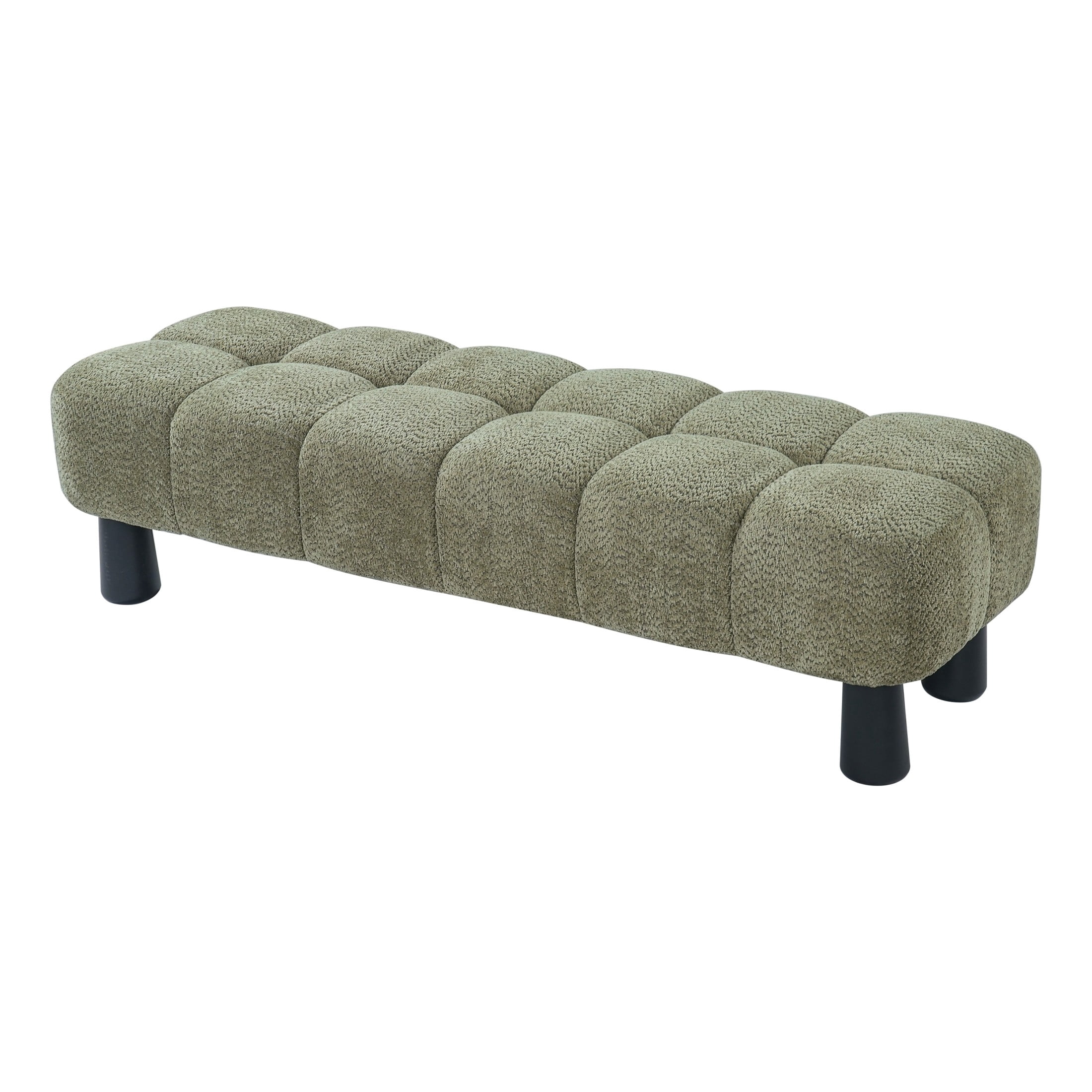 Christopher Knight Home 62.6" Modern Boucle Upholstered Ottoman Bench, Solid Wood Frame, Green