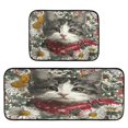 thumbnail image 4 of Wobogo Daisy Kitten Kitchen Carpet Set of 2 Absorbent and Stain Resistant Non-slip Star Rubber Backing, 4 of 7