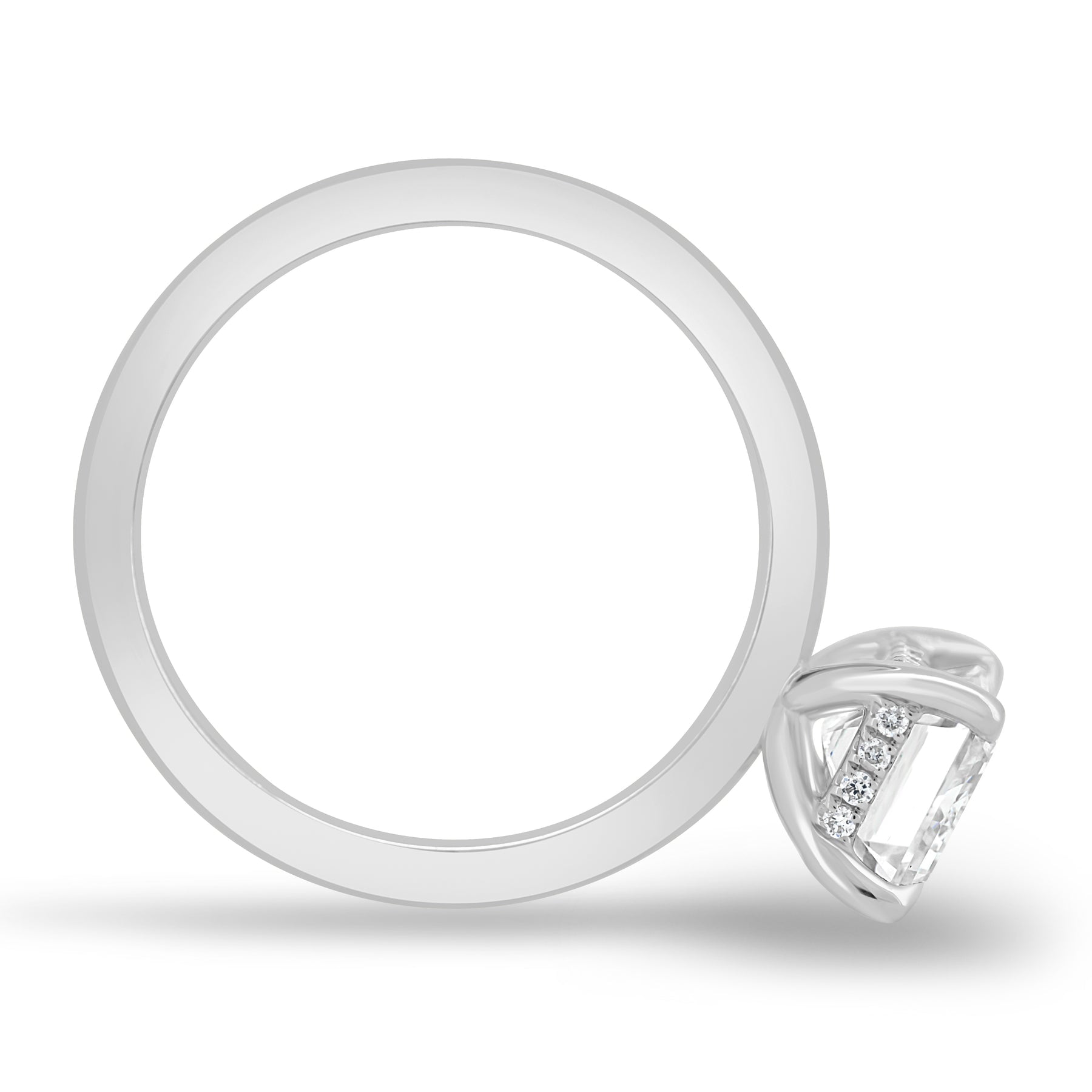 ESTE ORIGIN 2.00Ct Emerald Cut Lab Grown Diamond Engagement Ring, Hidden Halo 14K White Gold