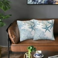 thumbnail image 6 of Coastal Beach Pillow Covers 18x18 Set of 2, Ocean Themed Seashell Coral Starfish Throw Pillow Covers Outdoor Decorative Pillow Case Beach Throw Pillows Covers (Seashell Coral Starfish, 18x18), 6 of 6