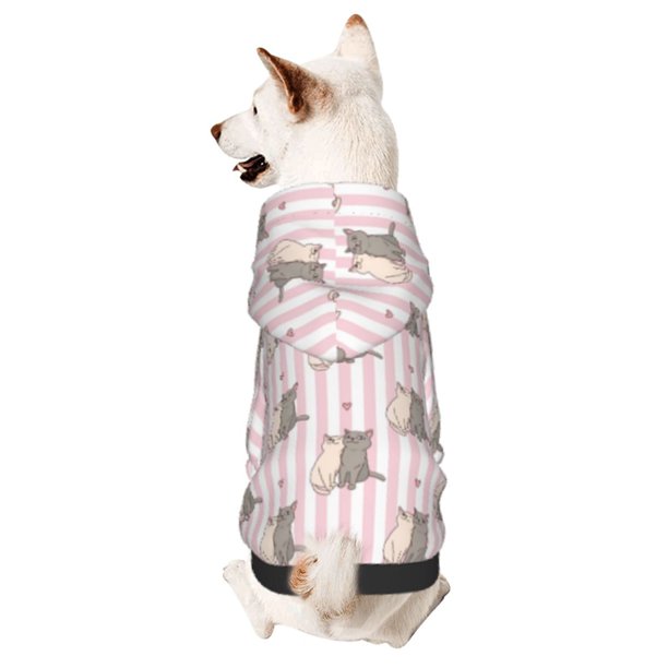 Fotbe Heart Cat Sudadera con Estampado para Perros Pequeños – Suéter con Capucha para Mascotas, Tela Suave de Forro Polar con Bolsillo-X-Large