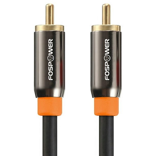 FosPower RCA mâle vers RCA mâle S/PDIF câble coaxial audio numérique pour  Home cinéma, HDTV, caisson de basses, systèmes Hi-Fi - 10 pieds 