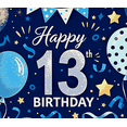 thumbnail image 5 of Blue Themed 13th Birthday Banner with Balloons Stars and Streamers Background Happy Birthday Party Supplies Photography Props Backdrop Decors Birthday Decoration Party Decorations, 5 of 8