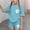 Blue, variant on Girls Summer Outfit Sets, Short Sleeve Casual Printed Crew Neck Kids' 2 Piece Sets Hot Pink Size 14-16