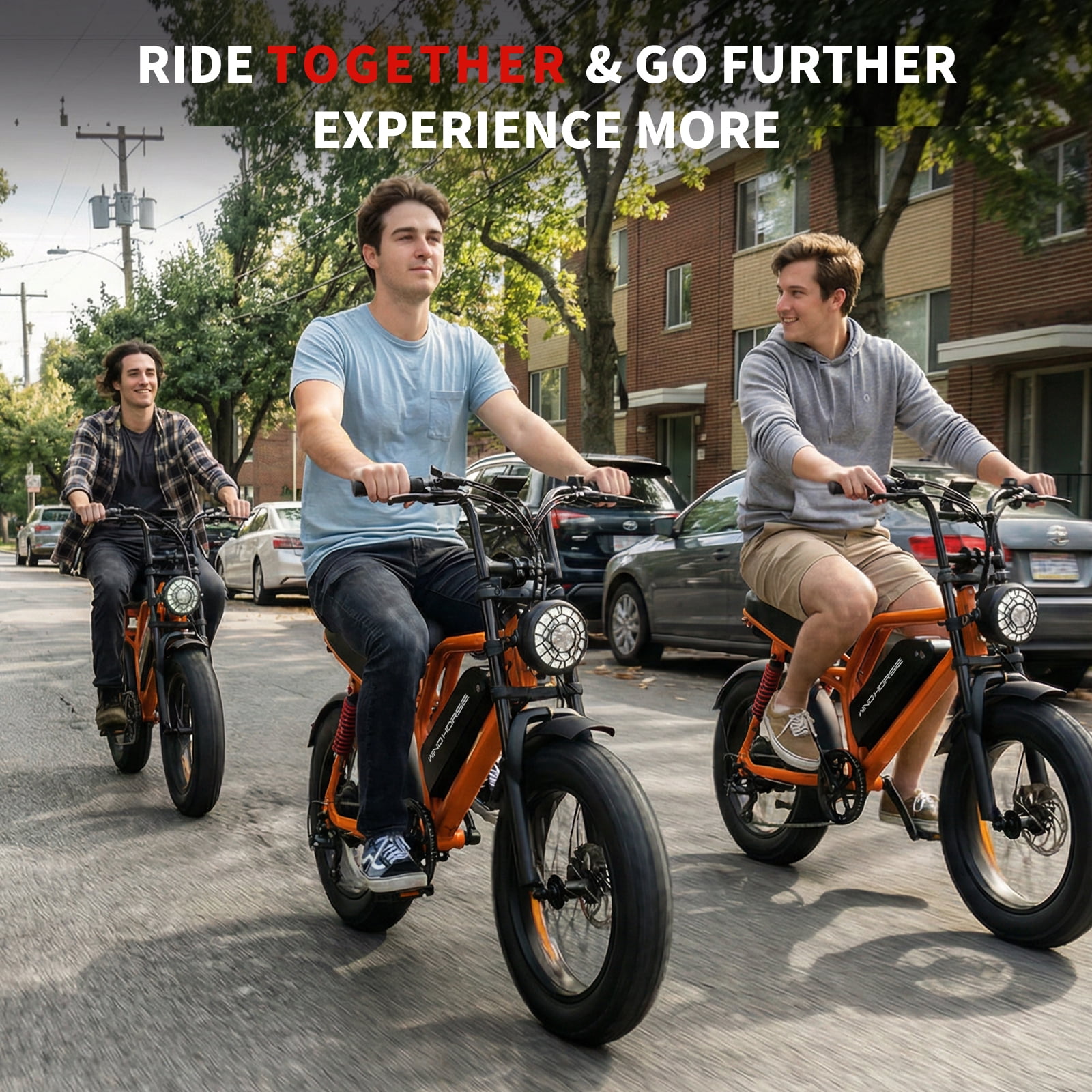 WINDHORSE Electric Bike for Adults, 750W Motor, 20 mph, 48V 15Ah Removable Battery 35-65 Miles Range, 16" Fat Tire E Mountain Bike, Built-in Speaker