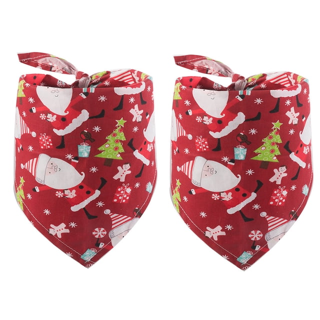 2 piezas Navidad mascota escupir toalla Perro toallita algodón estampado gato bufanda babero MFZFUKR CPB-US-FXT43-2