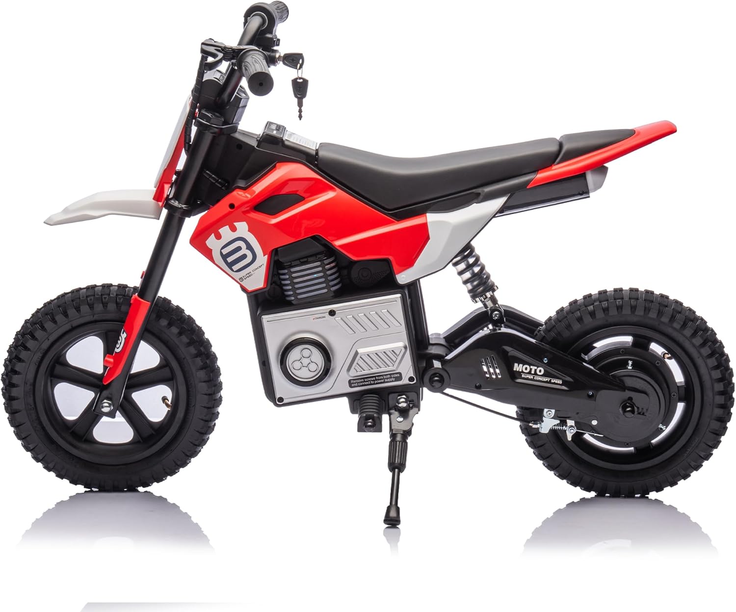 Ambifirner 24V Electric Dirt Bike, 200W Electric Motorcycle 9.32MPH Max Speed, Ride On Toys motocross Red