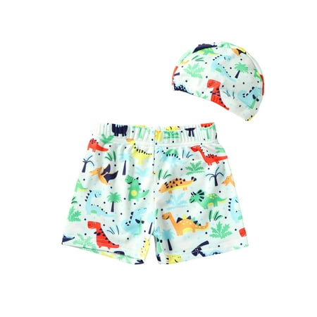 

Bagilaanoe Toddler Baby Boys Swim Shorts Print Swim Trunks + Swim Cap 2T 3T 4T 5T 6T Kids Swimsuit Bathing Suit