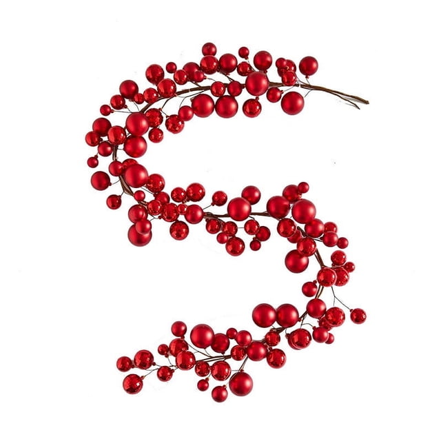 Dvkptbk Guirlande de Noël Rouge en Rotins Ornement Rouge Guirlande Guirlande Arbre de Noël Décorations Rouges Guirlandes Grandes Boules Brillantes Décoration Maison Noël