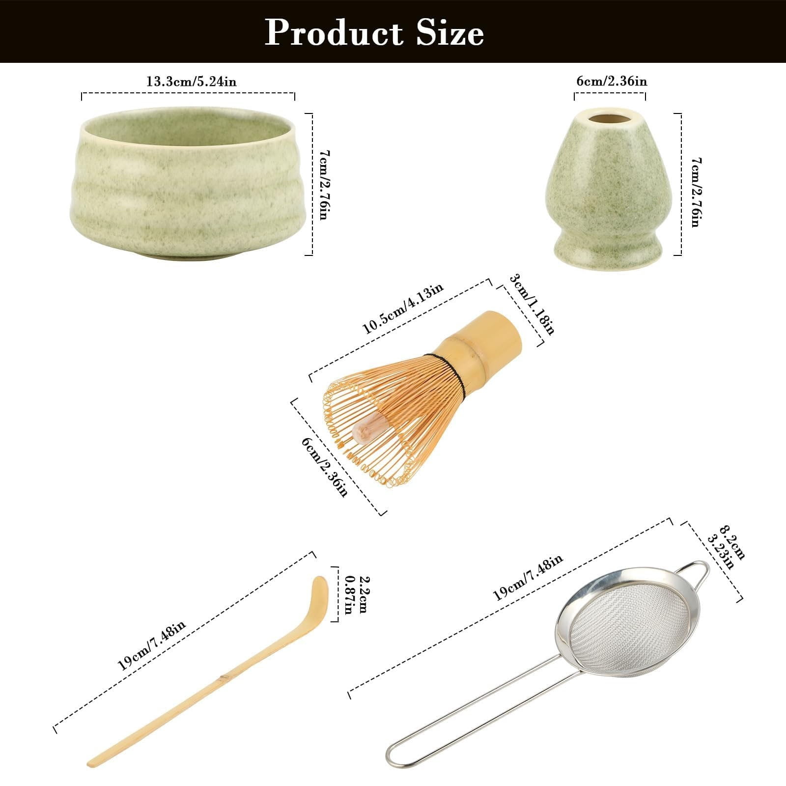 Matcha Tea Set 5 Pieces Clearance! Matcha Tea Set with Whisk Ceramic Bowl & Holder – Matcha Making Kit for Traditional Japanese Tea – Ideal Matcha Set for Beginners And
