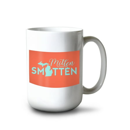 

15 fl oz Ceramic Mug Michigan Mitten Smitten Orange Dishwasher & Microwave Safe