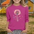thumbnail image 5 of Kids Girls T Shirts Casual Printed Flowers Long Sleeve Tee Crewneck Color Block Cute Spring Fall Blouses Tops Slim Fit Tshirt, 5 of 5
