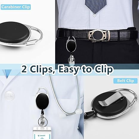 DEKEones 50-Pack Retractable Badge Holders with Carabiner and Key Ring