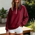thumbnail image 2 of Sweatshirt for Women Pullover Lightweight Quarter Zip Collar Long Sleeved Loose No Hoodies Sweatshirt, 2 of 7