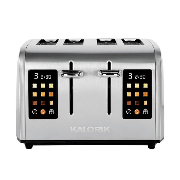 Kalorik 4-Slice Digital Toaster with Full Touch Screen Shade Selector and Intelligent Countdown Timer, TO 52302 SS, Kalorik® 4-Slice Toaster