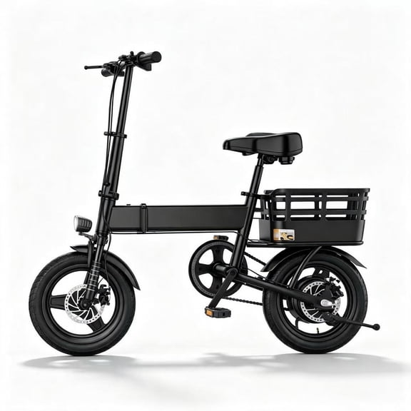 ELHIXNH 14" Folding Electric Bike, 500W Foldable Commuter Ebike, 350Wh Battery, 19.9mph, 35 Miles, UL2849, with Basket