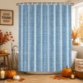 thumbnail image 2 of Blue Striped Shower Curtain Set - Small 36" x 72" Washable Bathtub Curtain with 12 Hooks, Retro Farmhouse Simple Lines Art Waterproof Fabric Stall Shower Curtains for Bathroom/Bathtub Décor, 2 of 8