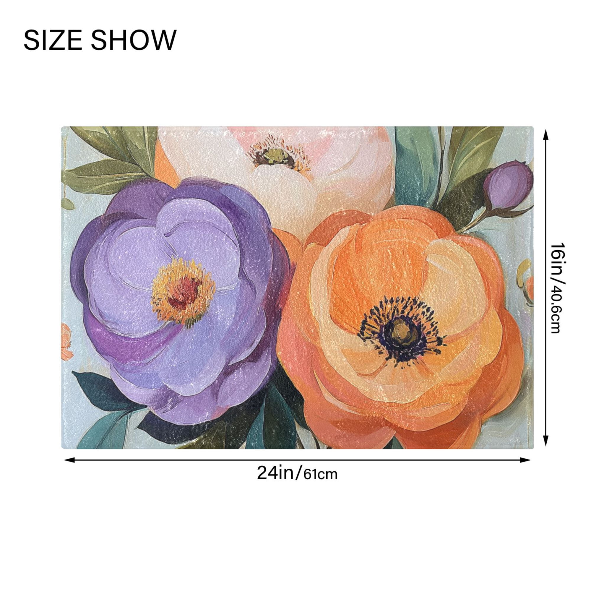 Yayeee Bath Rugs for Bathroom Floor Non Slip Non Skid Rectangle Soft Absorbent Bright Flowers Machine Washable Mat