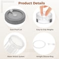 thumbnail image 3 of Fermentation Kit Accessories Set for Wide Mouth Jars, Includes 4 Pcs Plastic Lids with Airlocks, 4 Clear Glass Weights, Brush, Wooden Blending Stick, 7 in Stainless Tongs for Home Fermenting, 3 of 5