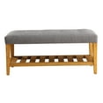 thumbnail image 2 of Xukmct Padded Seat Wood Frame Bench for Living Room, Bedroom, Dining Room, Gray + Brown, 2 of 5