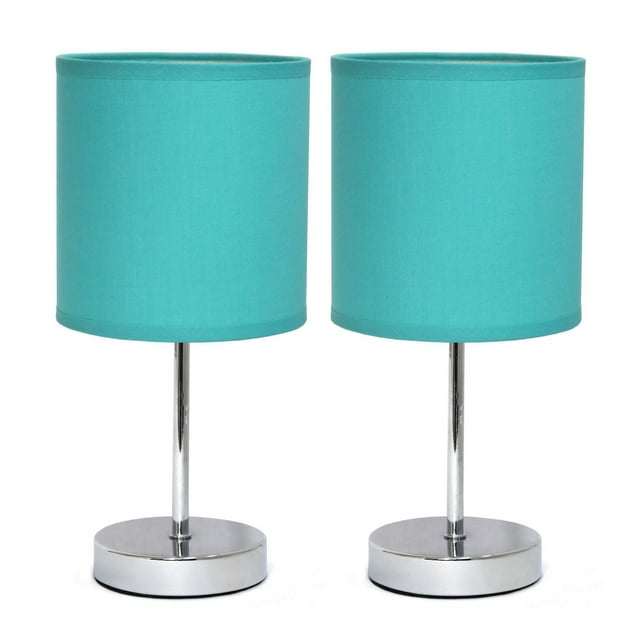 Simple Conceptions de table de base Chrome avec abat-jour en tissu - Lot de 2