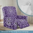 thumbnail image 3 of HELLHERO Spider Print Recliner Chair Slipcovers for Reclining Chair Spider Web Print Lazyboy Recliner Chair Cover with Storage Pockets Single-Seater, Purple, 3 of 8
