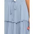 thumbnail image 4 of MAWCLOS Women Midi Skirt High Waist Skirts Swing Drawstring Bohemian Ruffle Sky Blue S, 4 of 4