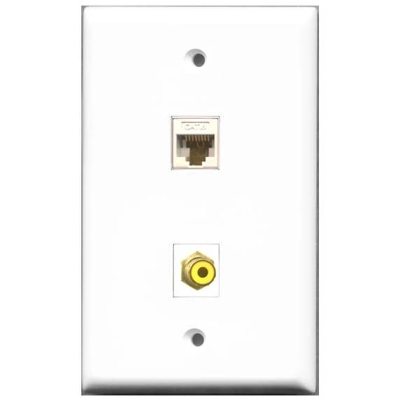 Ultra Spec Cables 1 Port RCA Yellow 1 Port Cat6 Ethernet Female F/F Wall Plate