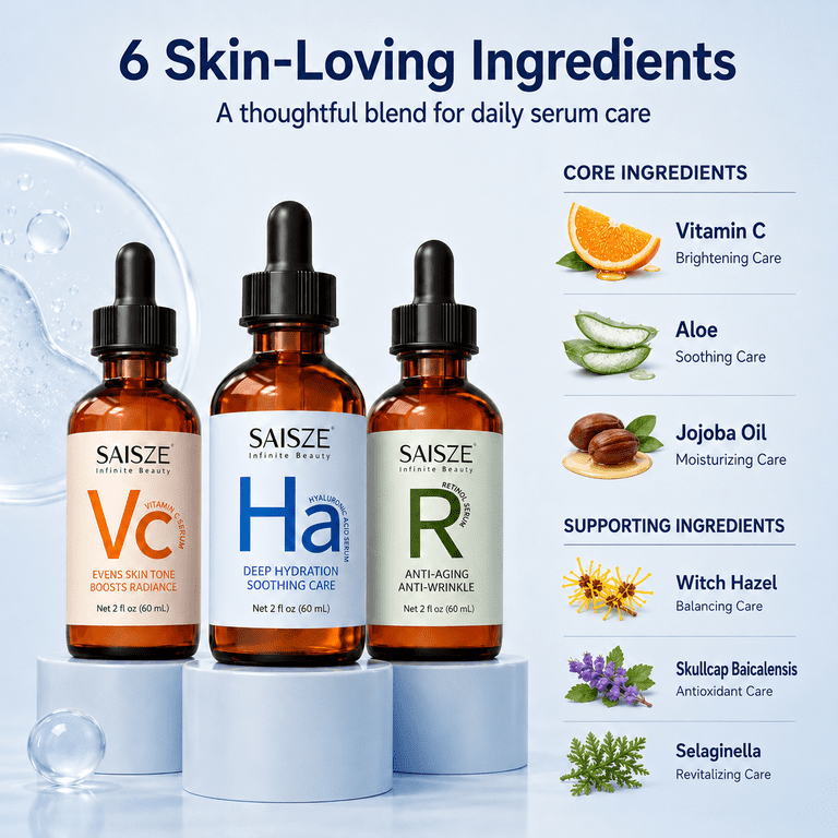 SAISZE Vitamin C, Retinol & Hyaluronic Acid Serum Set, 3x2 fl oz photo 6