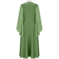 thumbnail image 5 of KICILVS Witch Costume Women Bell Sleeves Lace Up V Neck Renaissance Medieval Larp Dress Cosplay A Line Maxi Swing Dress, 5 of 6