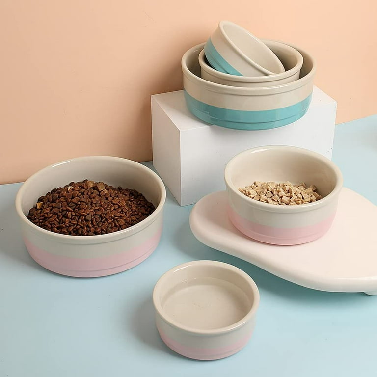 SWEEJAR Ceramic Dog Bowls with Bone Pattern, Dog Food Dish for Small Dogs,  Porcelain Pet Bowl,16 oz (Beige) 