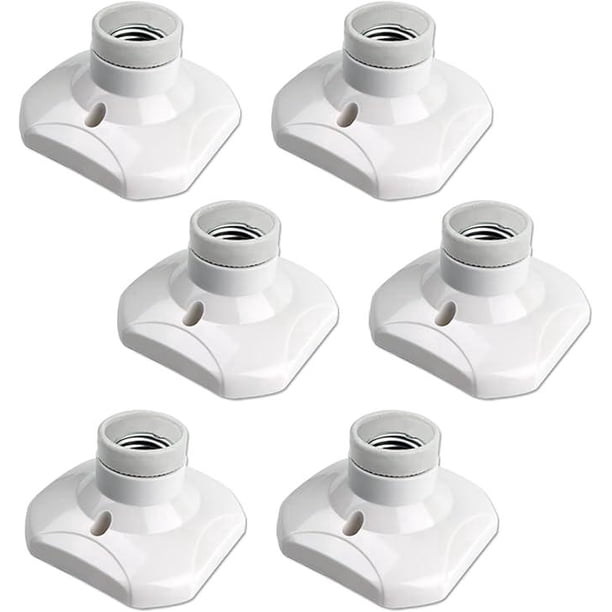 Juego de 6 portalámparas E27 para techo, portalámparas E27 para garaje, CA 220-240 V, portalámparas para bombilla LED, base de techo, portalámparas E27, base de plástico blanco para lámpara de pared