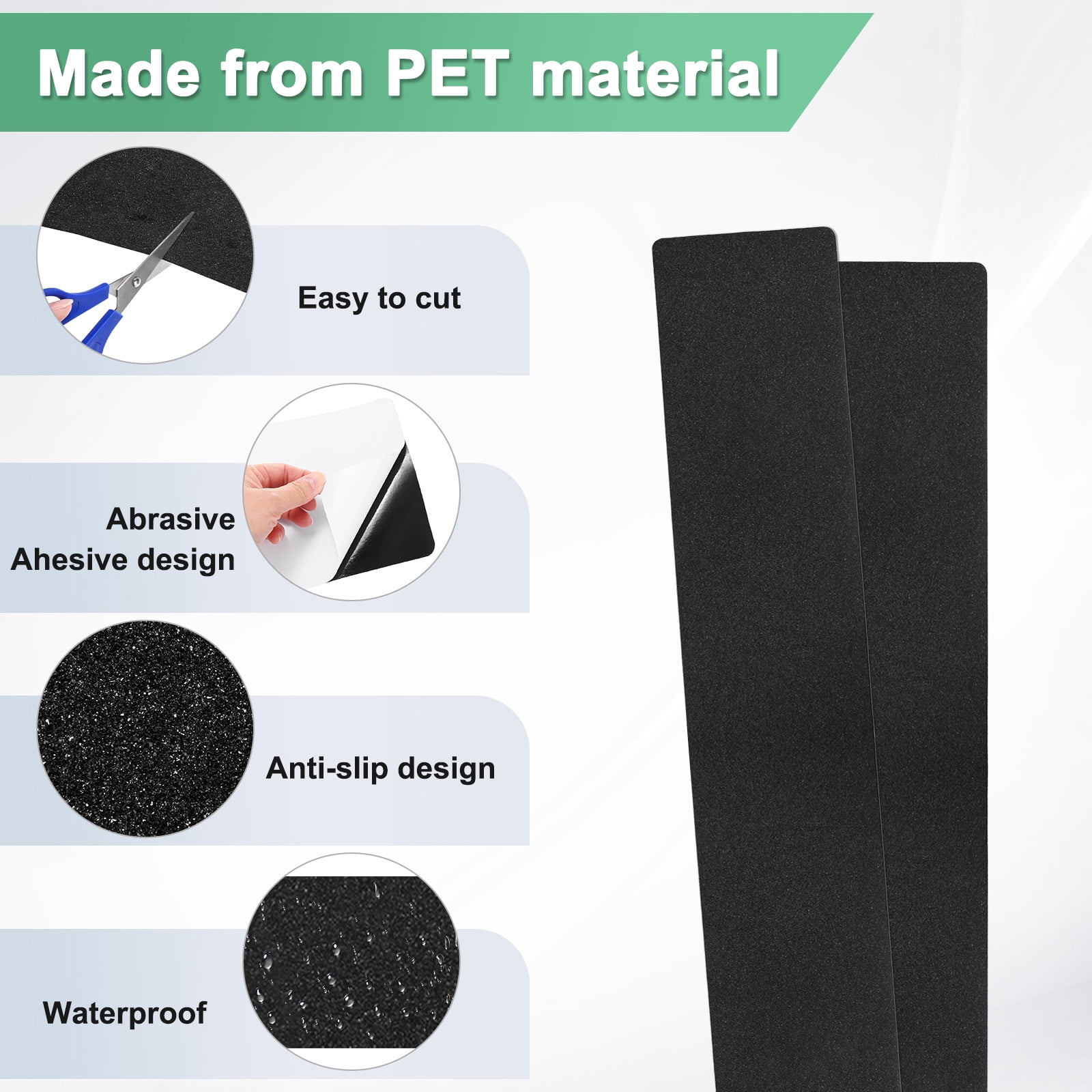 Uxcell 15-Pack Anti Slip Traction Tape 24 Inch X 4 Inch Best Grip Tape Grit Outdoor Non-Skid Tape for Stairs Step Black