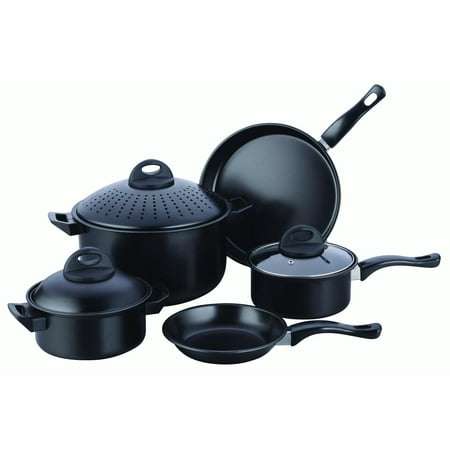 Cookware Set Kitchen Pasta Pot With Strainer Lid Sauce Frying Pan 8 Cookware Set Kitchen Pasta Pot With Strainer Lid Sauce Frying Pan 8 Pcs Black