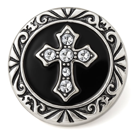 Snap Jewelry Rhinestone Celtic Cross, Black Ginger Charm 18MM Button, For Interchangeable DIY Customizable Accessories