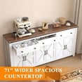 thumbnail image 2 of Lafnest 71" Farmhouse Sideboard with 6 Barn Doors & 3 Drawers,Buffet Cabinet for Kitchen & Dining Room,White, 2 of 8
