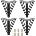 thumbnail image 1 of Lot de 4 pieds de meuble en métal 15 cm, pieds de plaque supérieure triangulaires, pieds de meubles de rechange robustes, pied de support pour canapé, lit, chaise, armoire, tiroir, table (noir), 1 of 5