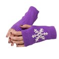 thumbnail image 1 of 1 Pair Knit Half Finger Glove Comfortable Winter Delicate Simple Knitting Craft Fingers Covers Hand Cover with Snowflake Pattern Purple, 1 of 6