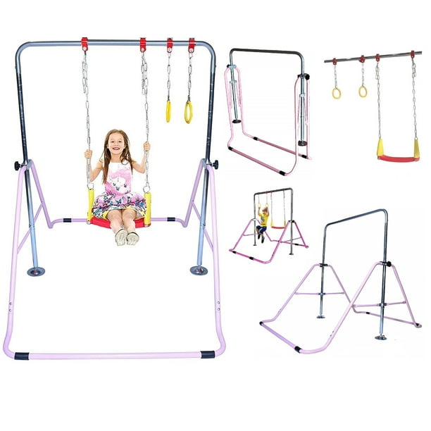 ToyKraft Jungle Gym Barre de gymnastique Kip Bar pour aire de jeux, barre  d'entraînement extensible pour enfant (rose)