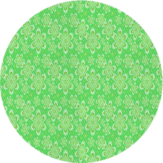 Ahgly Company Indoor Round Patterned Emerald Green Area Rugs, 6' Round