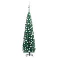 thumbnail image 1 of vidaXL Slim Artificial Pre-lit Christmas Tree with Ball Set Green 180 cm, 1 of 5