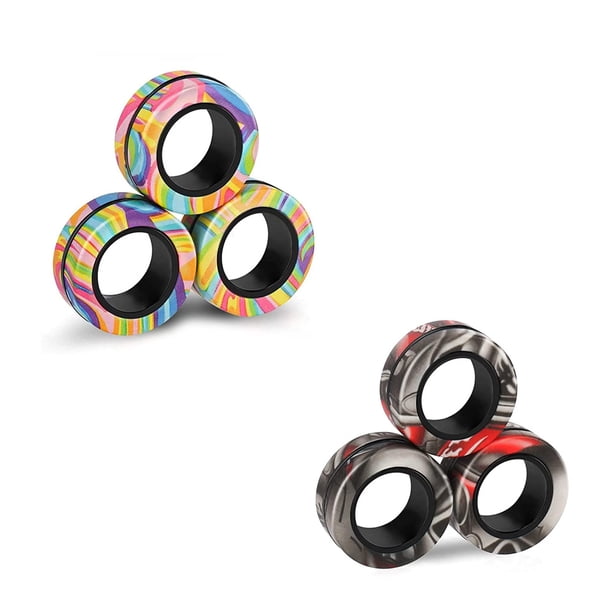 6 anillos magnéticos para dedos, juguetes magnéticos para dedos, anillos magnéticos de descompresión, juegos magnéticos, juguetes mágicos, pulseras magnéticas duraderas (camuflaje)