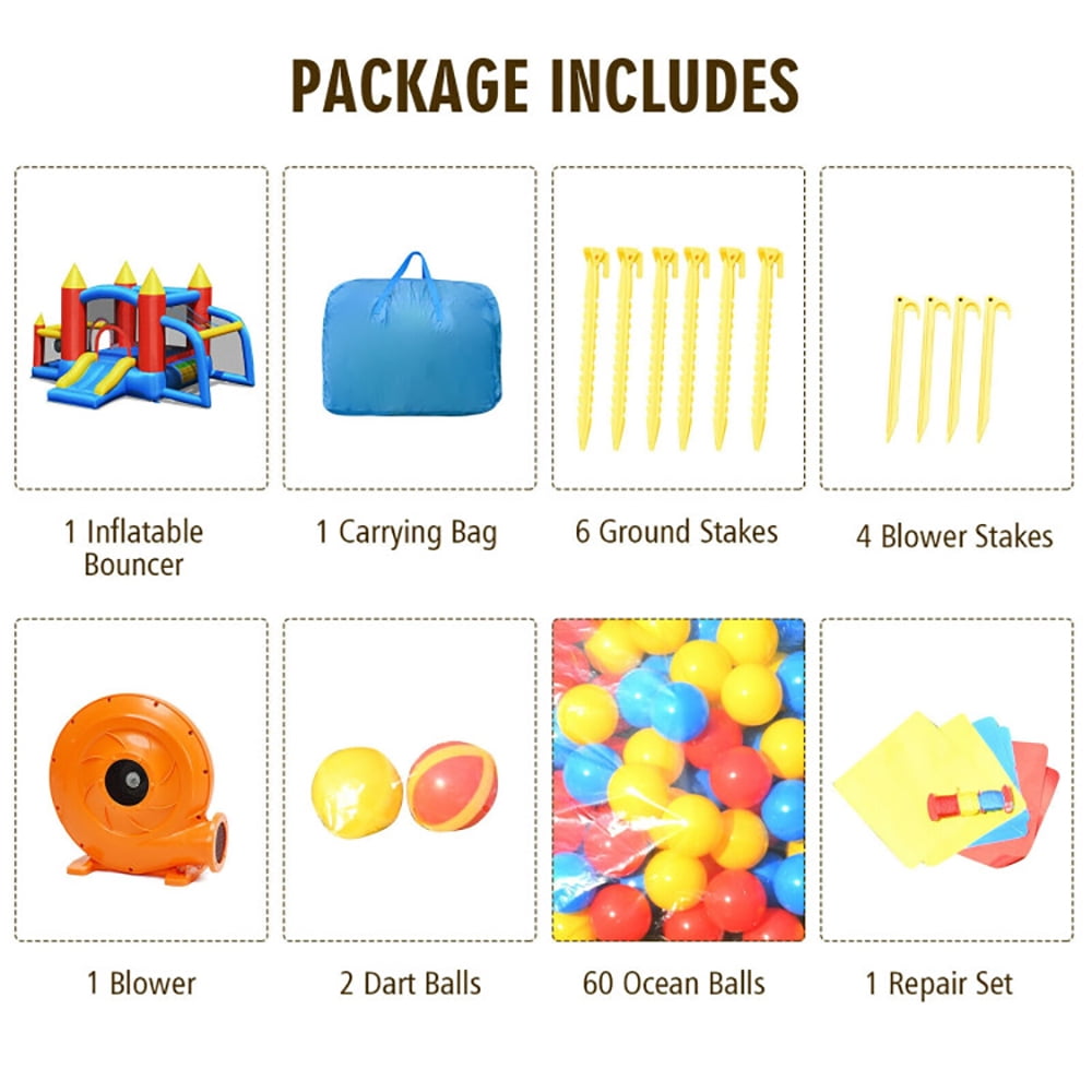 Aimee Lii Kid Inflatable Slide Jumping Castle Bounce House with 740w Blower, Playhouse for Kids Outdoor