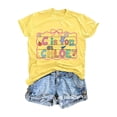 thumbnail image 5 of School Uniform Tshirts Girls Printed Crewneck T Shirt Short Sleeve Loose Fit Top Girls T Shirts Yellow 8-9 Years, 5 of 5